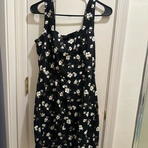 Old Navy Black Dress with White Floral Print